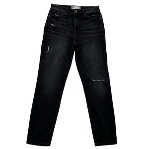 RSQ Vintage Mom Jeans Womens 5/27 Faded Black High Rise Distressed Tapered Leg